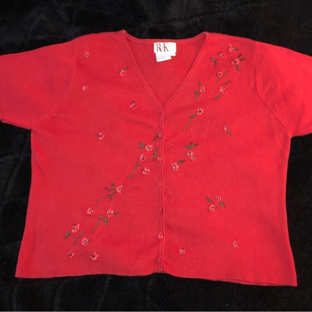 R & K Pin Up Cardigan Red 14